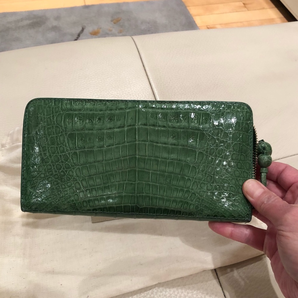 Nancy Gonzalez pelouse green croc green wallet